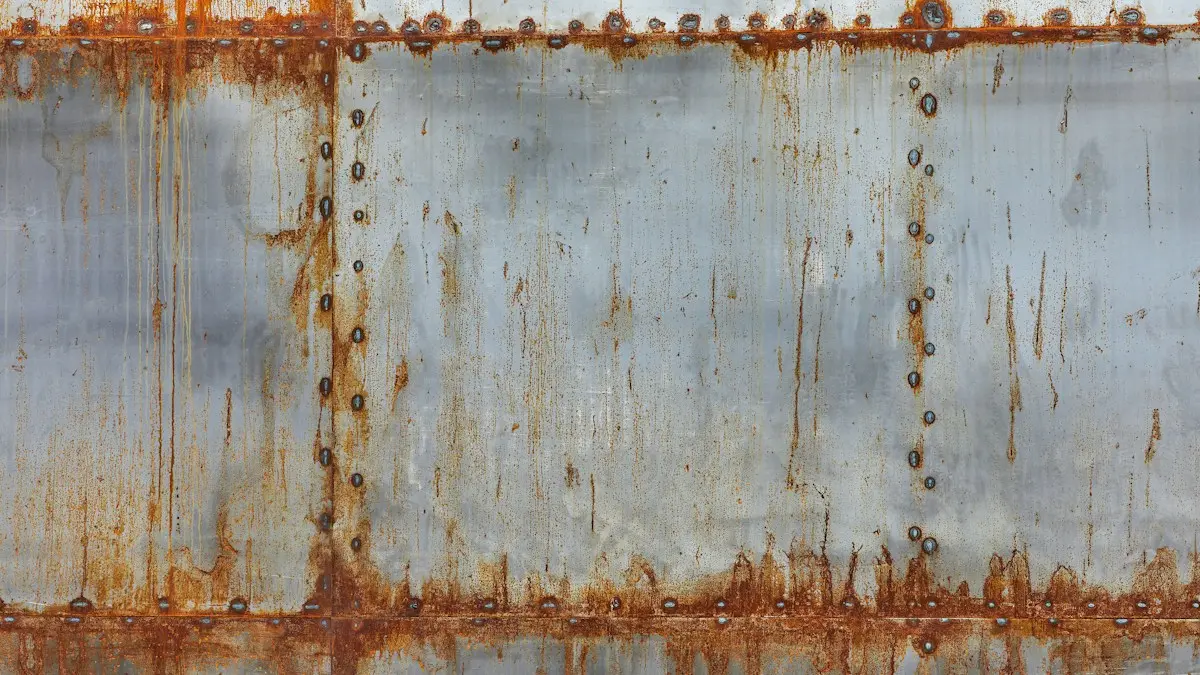 Chapa metálica oxidada antes de la limpieza